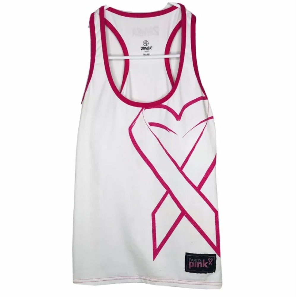 Zumba Fitness Breast Cancer Awareness Tank top S white and pink
